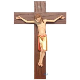 Scultura in legno Crocifisso-stile romanico color