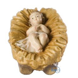 Scultura in legno Ges bambino color