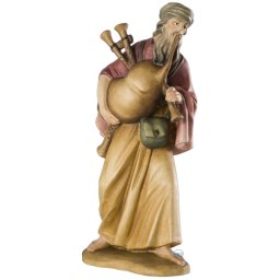 Scultura in legno Pastore con zampogna color