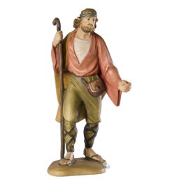 Scultura in legno Cammelliere con bastone color