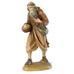Scultura in legno Pastore anziano con barba color