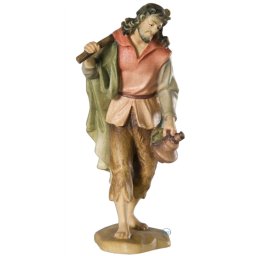 Scultura in legno Pastore con fagotto color