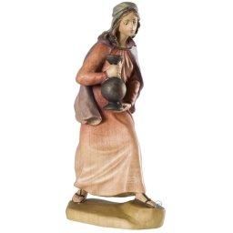 Scultura in legno Pastorella con brocca color