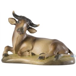 Scultura in legno Bue sdraiato color
