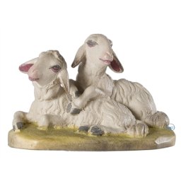 Scultura in legno Gruppo pecore sdraiate color
