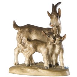 Scultura in legno Gruppo capre color