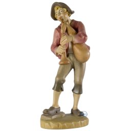 Scultura in legno Pastore con zampogna color