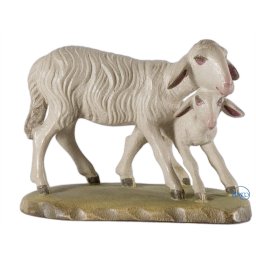 Scultura in legno Gruppo pecore in piedi color