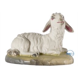 Scultura in legno Pecora sdraiata color