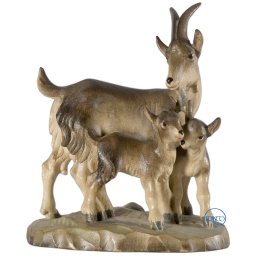 Scultura in legno Gruppo capre color