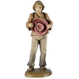 Scultura in legno Pastore con cappello color