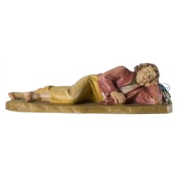 Scultura in legno Pastore dormiente color