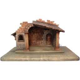 Scultura in legno Capanna per figure presepio color