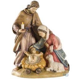 Scultura in legno Gruppo S.Famiglia con pecora color