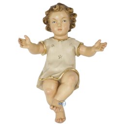 Scultura in legno Ges bambino con vestito color