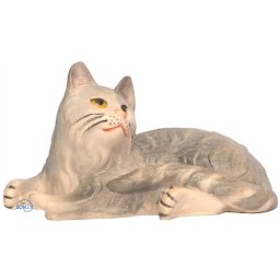 Scultura in legno Gatto sdraiato color