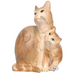 Scultura in legno Gruppo gatti color