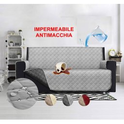 Copridivano ANTIMACCHIA IMPERMEABILE tinta unita salvadivano 3 posti grigio