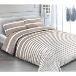 Coppia federe per guanciale letto rigate beige in cotone percalle made in Italy