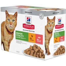 HILLS Hill's Science Plan Senior Vitality Busta Multipack 12x85G POLLO E SALMONE