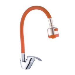 Trade Shop - Miscelatore Rubinetto Lavabo A Doccia Doccetta Casa Cucina Flessibile Arancione -