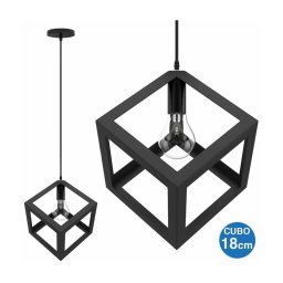 Trade Shop - Lampadario Lampada Sospensione Cubo 18cm Design Moderno Paralume Metallo Nero -