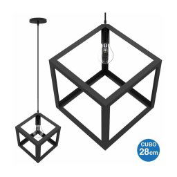 Trade Shop - Lampadario Lampada Sospensione Cubo 28cm Design Moderno Paralume Metallo Nero -