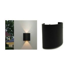 Trade Shop - Applique Da Parete Ovale Led Cob Esterno 3w Doppia Emissione Lampada Ip65 Es48 - Nero-bianco Caldo -