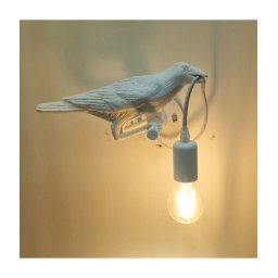 Trade Shop - Lampada Decorativa Muro A Forma Di Corvo Uccello Applique Parete In Resina E66 -