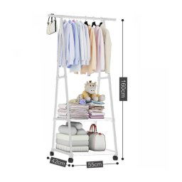 Trade Shop - Stand Appendiabiti Attaccapanni In Plastica E Metallo Camera Da Letto Bianco -