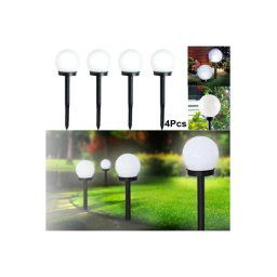 Trade Shop - 4 Lampione Solare 1 Led Giardino 10 Cm Su Picchetto Lampade Globo Per Esterni -