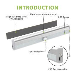 Trade Shop - Lampada Da Parete A Induzione 10led Con Sensore Di Movimento Per Armadi Q-led100 -