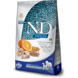 Farmina N&D Ocean Merluzzo, Farro, Avena e Arancia Adult Medium Maxi 12kg (GRATIS SPEDIZIONE)