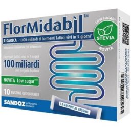 Flormidabil Ricarica Con Stevia Integratore Con 100 Miliardi di Fermenti Lattici Vivi 10 Bustine Stick