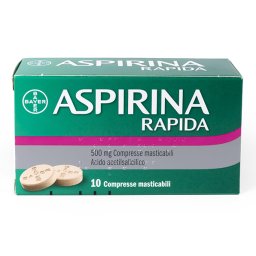 Aspirina Rapida Trattamento Febbre e Dolore 500mg Acido Acetilsalicilico 10 compresse masticabili
