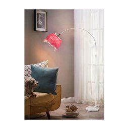 Trade Shop - Lampada Da Terra In Metallo Piuma Attacco E27 Max.60w 185x110 Cm Bianco Rosa D26 - Rosa