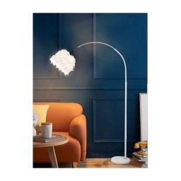 Trade Shop - Lampada Da Terra In Metallo Piuma Attacco E27 Max.60w 185x110 Cm Bianco Rosa D26 - Bianco