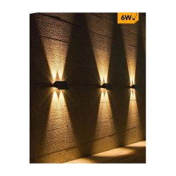 Trade Shop - Applique Biemissione Led Lampada Solare Parete Ip65 Luce 3000k 6500k Nero Yh0616 - -bianco Caldo -