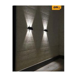 Trade Shop - Applique Biemissione Led Lampada Solare Parete Ip65 Luce 3000k 6500k Nero Yh0616 - -bianco Freddo -