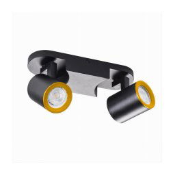 Trade Shop - Applique 2 Diffusori Orientabile Soffitto Parete Lampada Gu10 Bianco Nero Th8802 - Nero