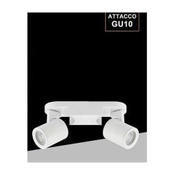 Trade Shop - Applique 2 Diffusori Orientabile Soffitto Parete Lampada Gu10 Bianco Nero Th8802 - Bianco