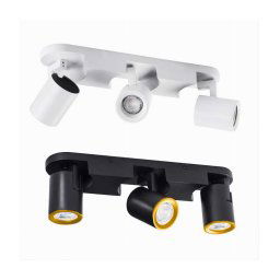 Trade Shop - Applique 3 Diffusori Orientabile Soffitto Parete Lampada Gu10 Bianco Nero Th8803 -