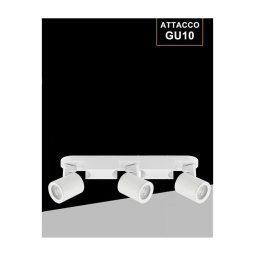 Trade Shop - Applique 3 Diffusori Orientabile Soffitto Parete Lampada Gu10 Bianco Nero Th8803 - Bianco