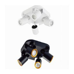 Trade Shop - Plafoniera 4 Diffusori Orientabile Soffitto Parete Lampada Gu10 Bianco Nero Th8805 -