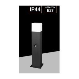 Trade Shop - Lampione Esterno Con Sensore Movimento E27 Lampada Da Terra Lampioncino Ip44 H440 - Nero