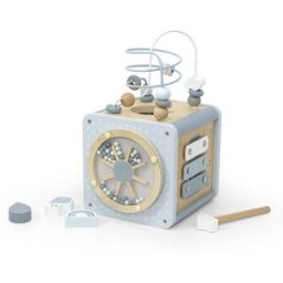 Cubo Attività Label Label Legno di Faggio Certificato FSC Azzurro