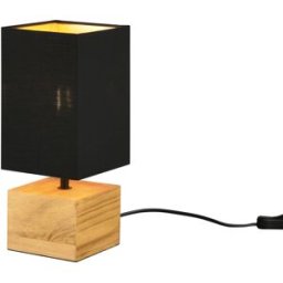 Trio Lighting Lampada da tavolo nera quadrata legno 30 cm Woody Trio