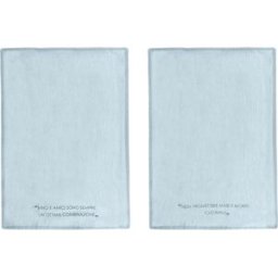 KASANOVA Set 2 strofinacci 45x65 cm ottanio con scritta in misto cotone