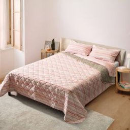 KASANOVA Trapuntino matrimoniale righe rosa cotone percalle