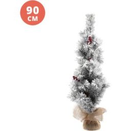altri brand Albero di Natale innevato 90 cm con base in juta